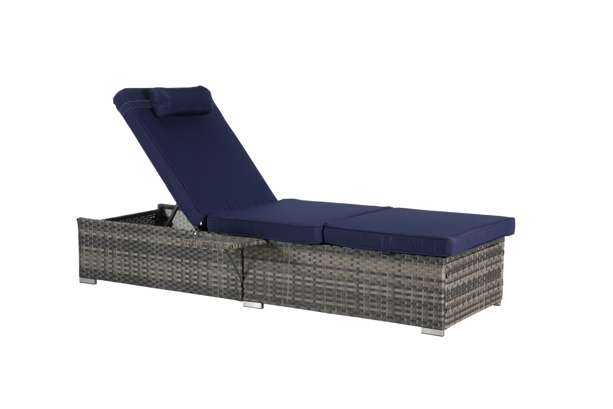 Outdoor Chaise Lounge Chair Set of 2 with Storage