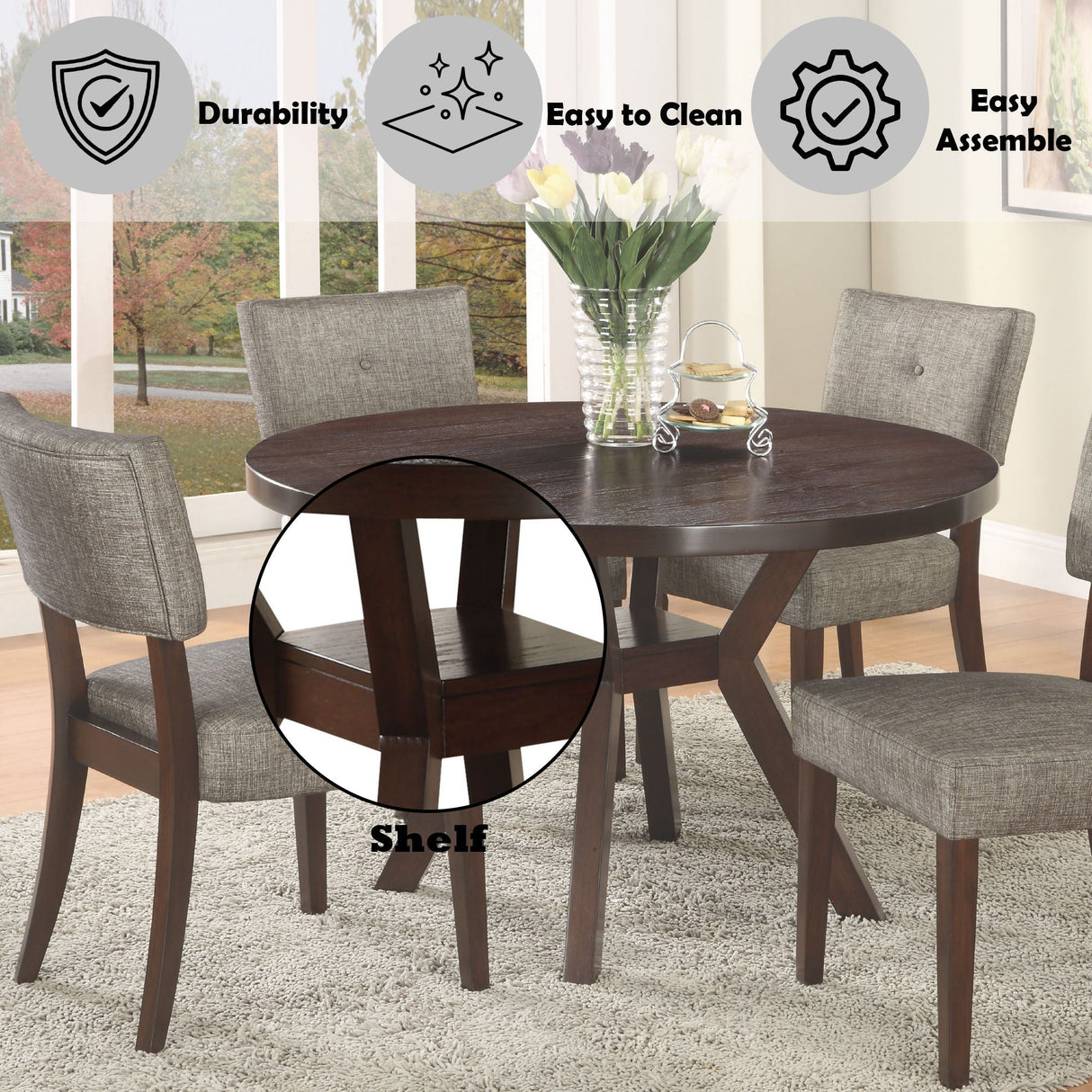 Drake 5 Pieces Dining Room Set - Espresso / Gray