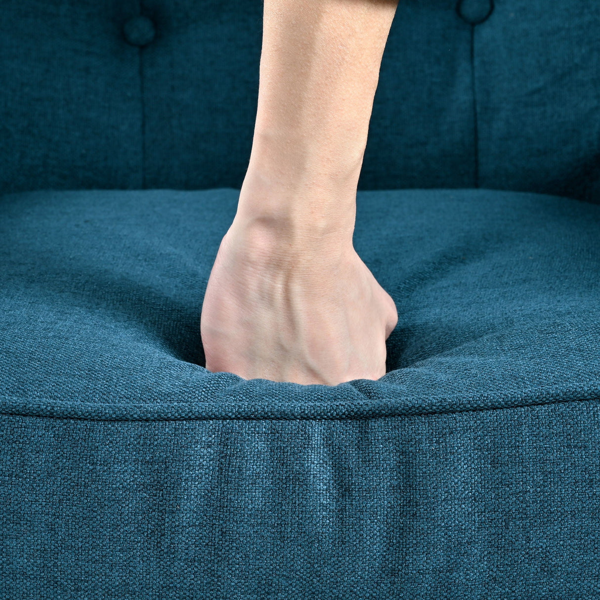 Modern Arm Chair With Tufted Back And Wooden Legs