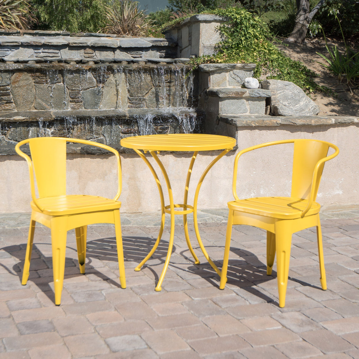 Bright Finish Colmar 3-Piece Yellow Iron Bistro Set