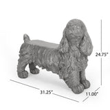 Charming Cocker Spaniel Dog Statue Bench Gray Magnesium Oxide 31.25'