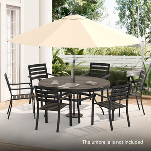 7 Pieces Outdoor Patio Dining Set with Stackable Metal Chairs - Black