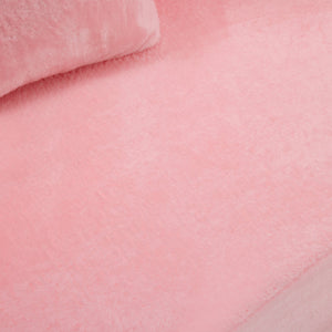 71-Inch Folding Sofa Bed in Pink Chenille with High-Density Foam