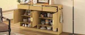 U-Style Farmhouse Sideboard with 3 Drawers & 4 Doors