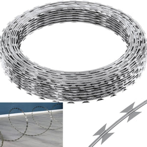 Galvanized Barbed Wire Fence Roll, Security Fencing With Sharp Razor Edges