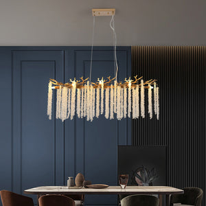 39-inch Modern Golden Pendant Light with Cascading Crystal Strands