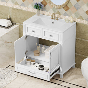 Bathroom Vanity with Sink and Storage Cabinet - White, Blue, or Dark Green