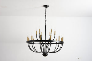 15-Light Industrial Iron Candle Chandelier Modern Farmhouse Pendant Light