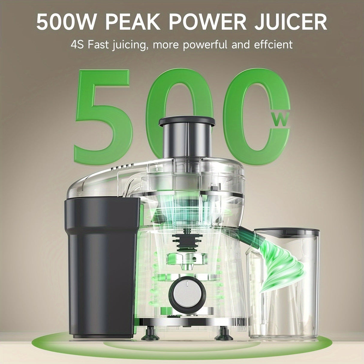 500W Juicer Machine for Fruits & Veggies – Wide Mouth, Stainless Steel, Easy Clean