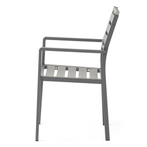 Outdoor Modern Aluminum Dining Chair (Set of 2), Gun Metal Gray