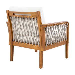 Outdoor Acacia Wood Club Chair with Handwoven Rope (Set of 2)