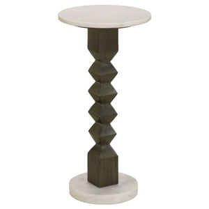 Selena - Round Side Table - White / Gray