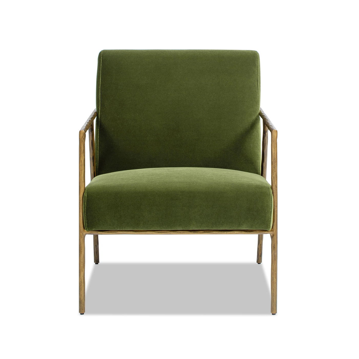 Hammered Brass Upholstered Accent Arm Chair with Performance Upholstery - Orange or Dark Green