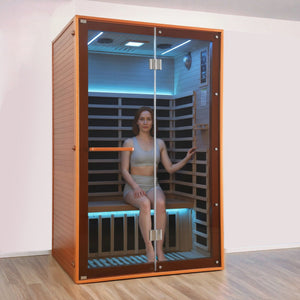 Double Sauna Room With Carbon Heating Plates - American White Oak