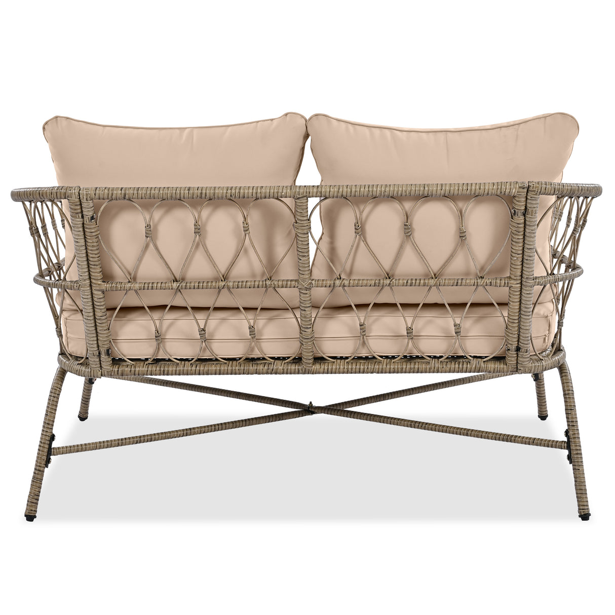 4 Piece Bohemian Wicker Chat Set With Acacia Wood Table