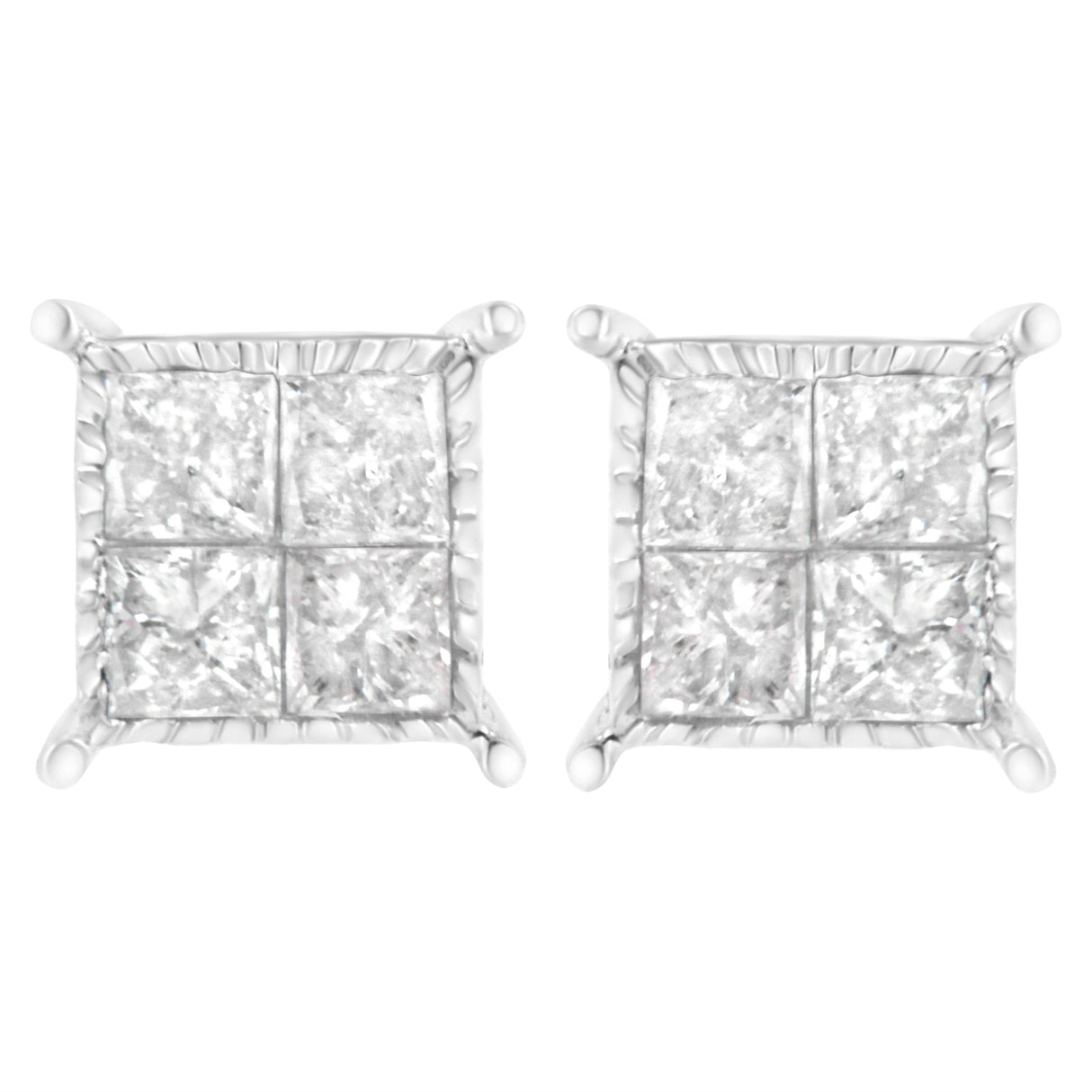 Sterling Silver 3/4 cttw Composite Diamond Stud Earrings (I-J, I2-I3)