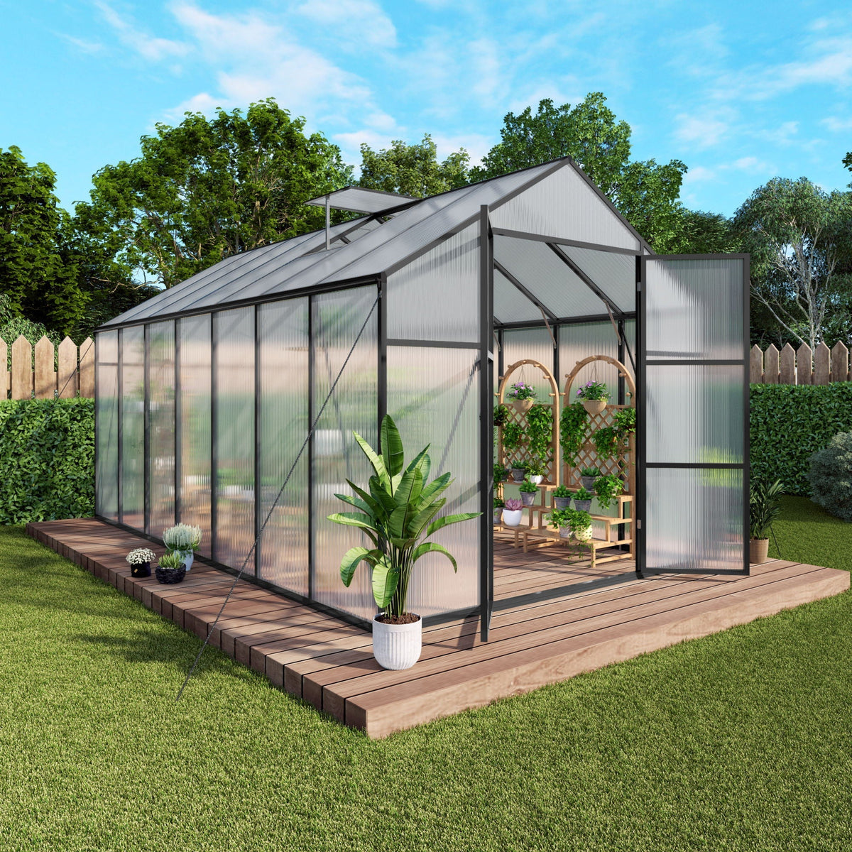 Windproof All Season Garden Shelter Greenhouse with Reinforced Frame - Black
