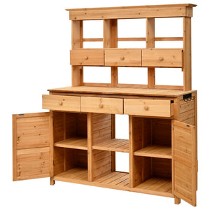 TOPMAX 65.7'' Tall Garden Potting Bench Table with Hutch