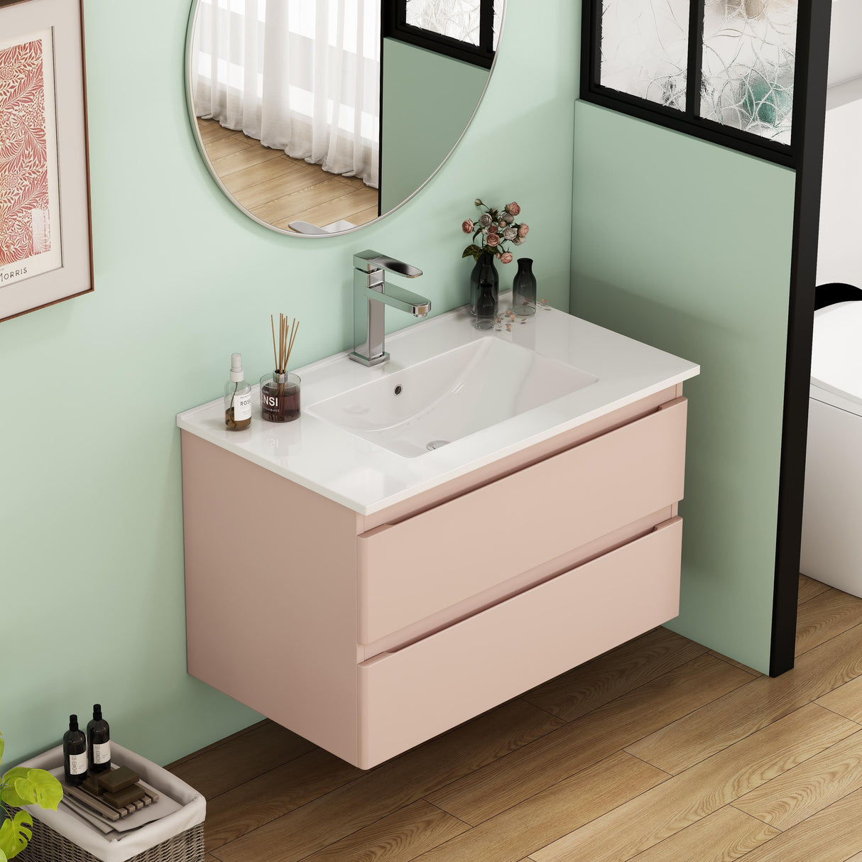 32-Inch Wall-Mounted Bathroom Vanity With Sink Combo