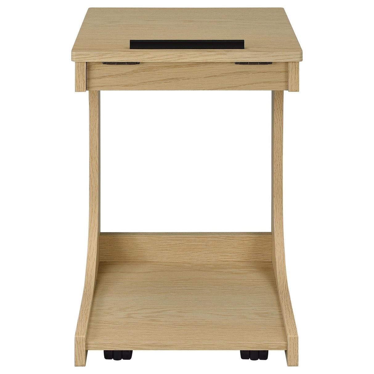 Ralston C-Shaped Lift-Top Sofa Side Table With Casters Light Oak
