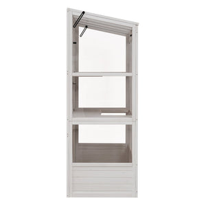 TOPMAX 78-inch Wooden Walk-in Greenhouse with 4 Skylights and Folding Shelves