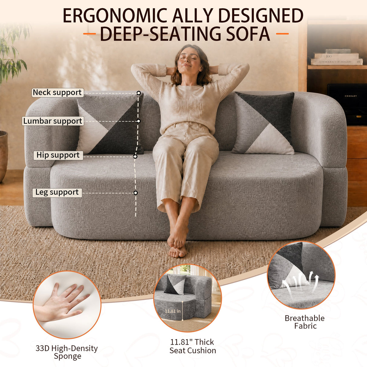 Eggshell Sofa Bed - Convertible Boneless Couch