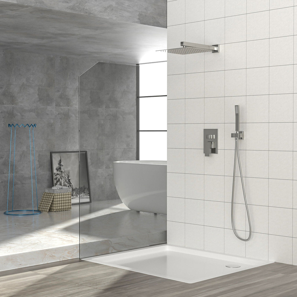 Dual Shower Head 10" Wall Mounted Square Shower System