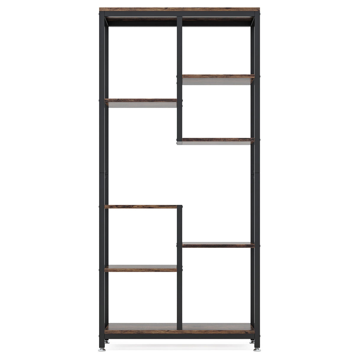 6 Tier, 8 Shelf Etagere Bookcase Storage Display Rack For Living Room - Rustic Brown