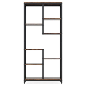 6 Tier, 8 Shelf Etagere Bookcase Storage Display Rack For Living Room - Rustic Brown