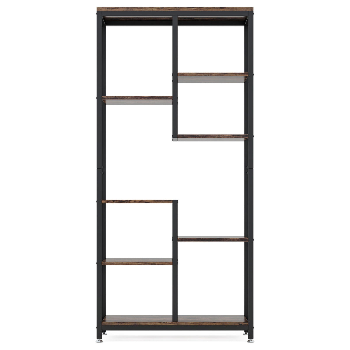 6 Tier, 8 Shelf Etagere Bookcase Storage Display Rack For Living Room - Rustic Brown
