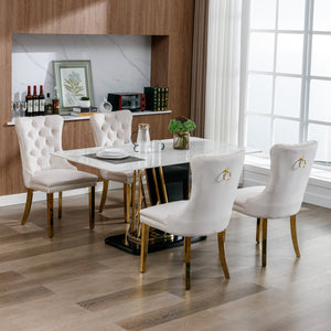 A&A Furniture Nikki Collection Modern Velvet Upholstered Dining Chair Set of 2
