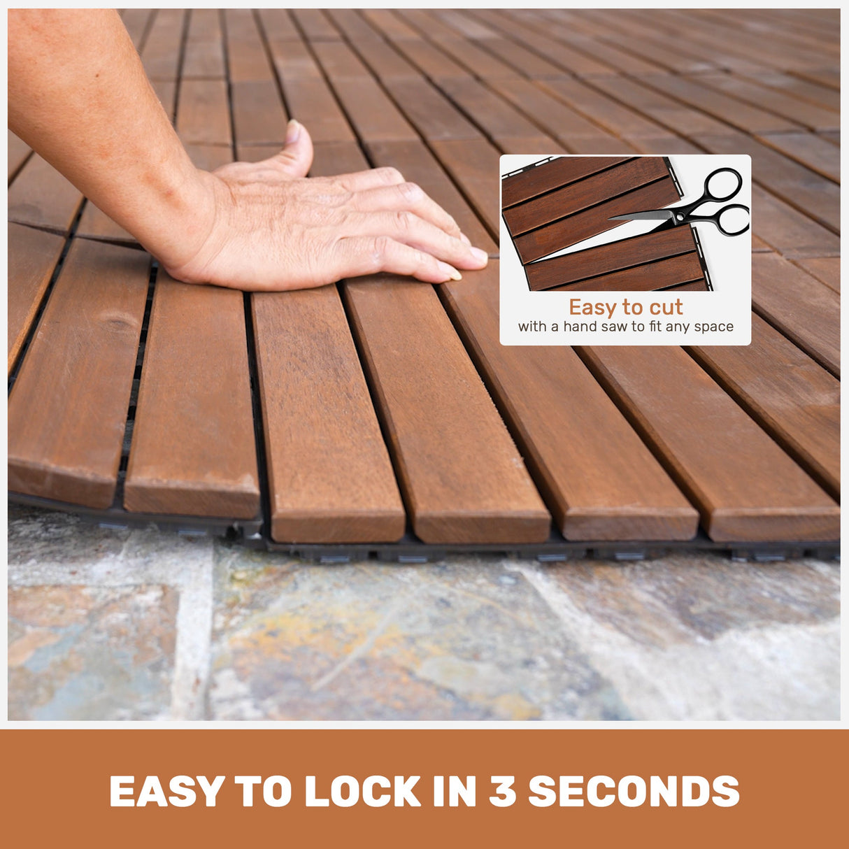 10 PCS Interlocking Acacia Hardwood Deck Tiles