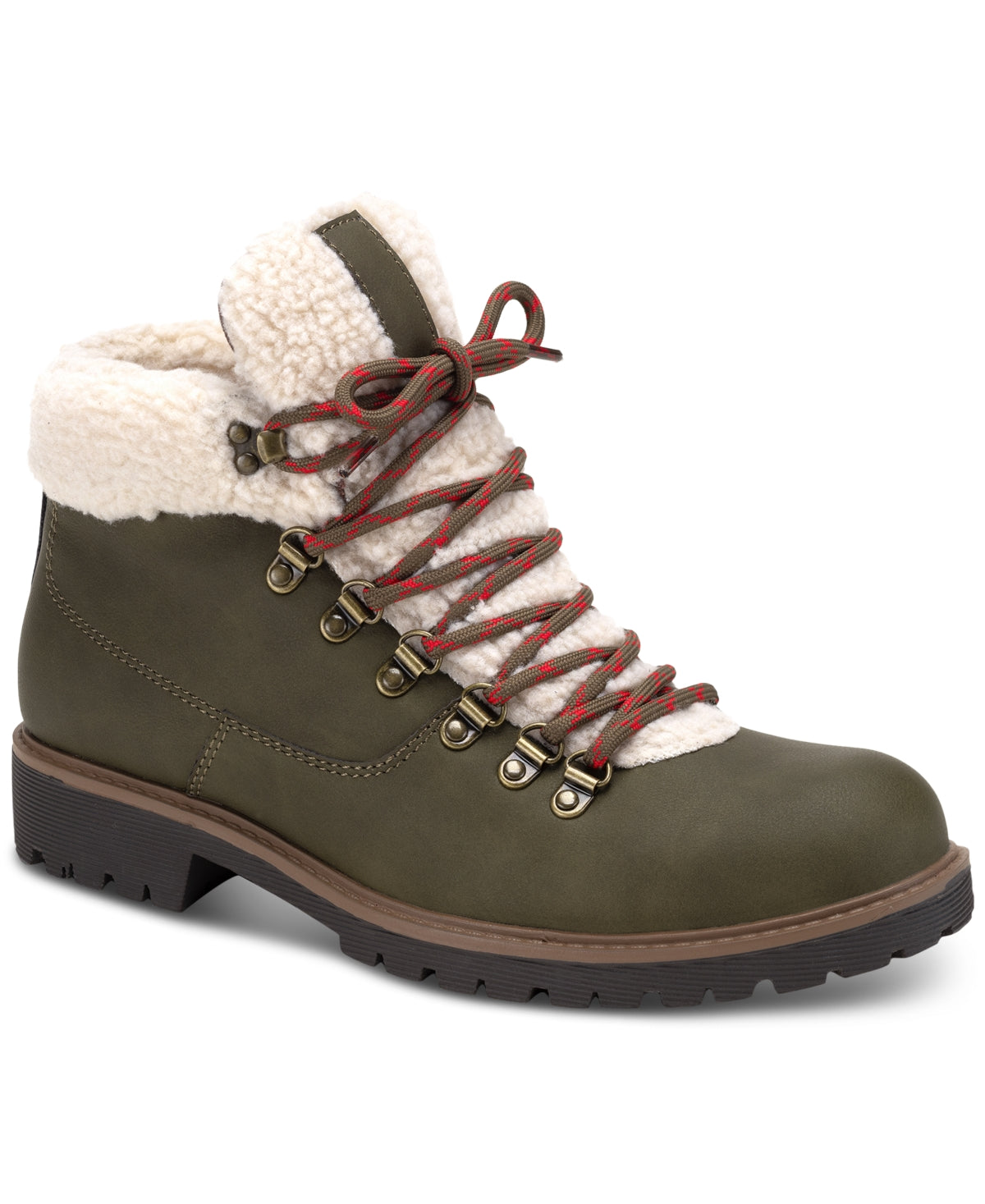 Men's Glenn Faux Leather Fleece Trimmed Lace-Up Boots