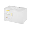 Modern Wall Mounted Bathroom Cabinet with Ceramic Sink, Soft-Closing Drawer and Door
