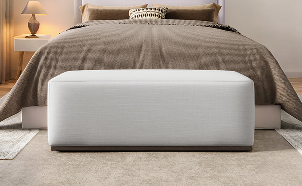 Simple and Elegant Footstool Bench with Soft Fabric Upholstery - Bedroom & Living Room