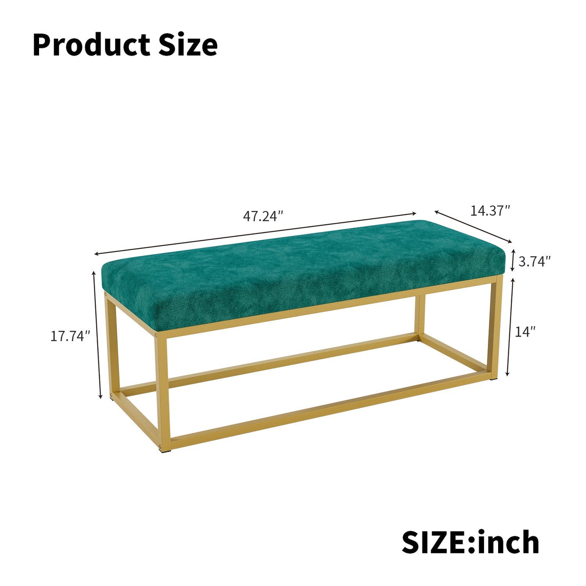 Mid-Century Modern Storage Bench for Entryway with Steel Frame - Synthetic Leather