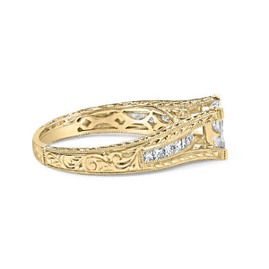 14K Yellow Gold 1.0 Cttw Princess Composite Diamond Engagement Ring (G-H Color, VS1-VS2 Clarity) - Size 7