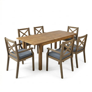 7 Pieces Acacia Wood Outdoor Dining Set