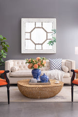 Antique Style Decorative Square Wall Mirror with Mirrored Frame