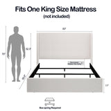 Caron Upholstered Wingback Bed with 52.3" High Headboard, King Size