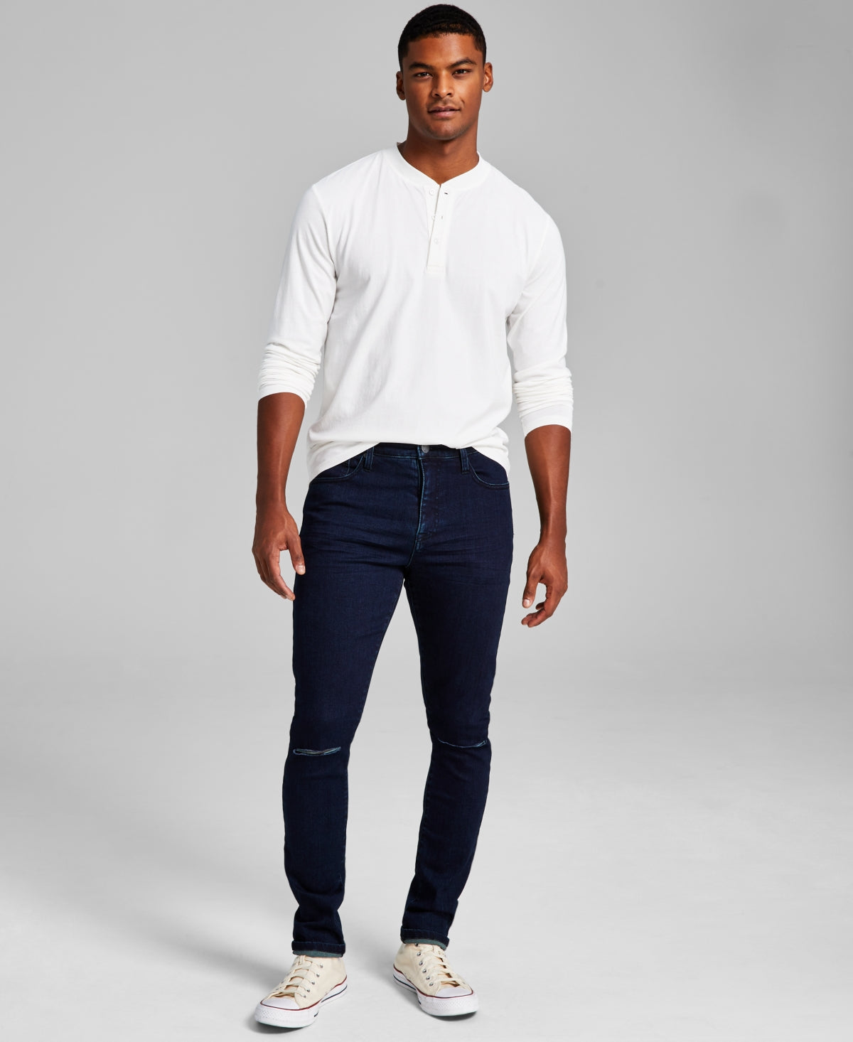 Mens Pearson Ripped Dark Wash Skinny Jeans