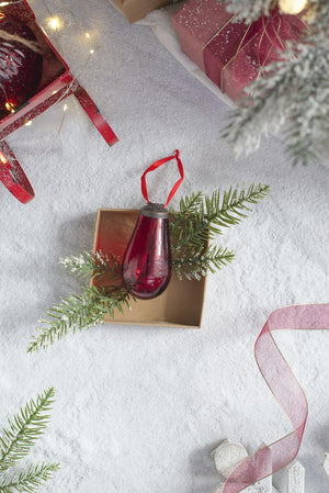 Luster Tear Drop Ornament, Glass Decorative Hanging Christmas Tree Ornaments For Holiday Party Decorations (Set of 12)