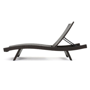 Salem - Wicker Chaise Lounge Adjustable Rattan Outdoor Chair Set - Brown Multi