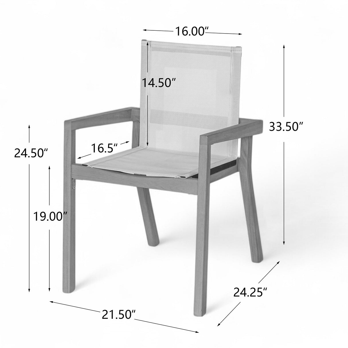 7 Pieces Acacia Wood Outdoor Dining Set, Modern Style