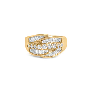 14K Yellow Gold 1.00 Cttw Diamond Cocktall Cluster 5 Stone Ring (H-I Color, SI1-I1 Clarity) - Ring Size 7