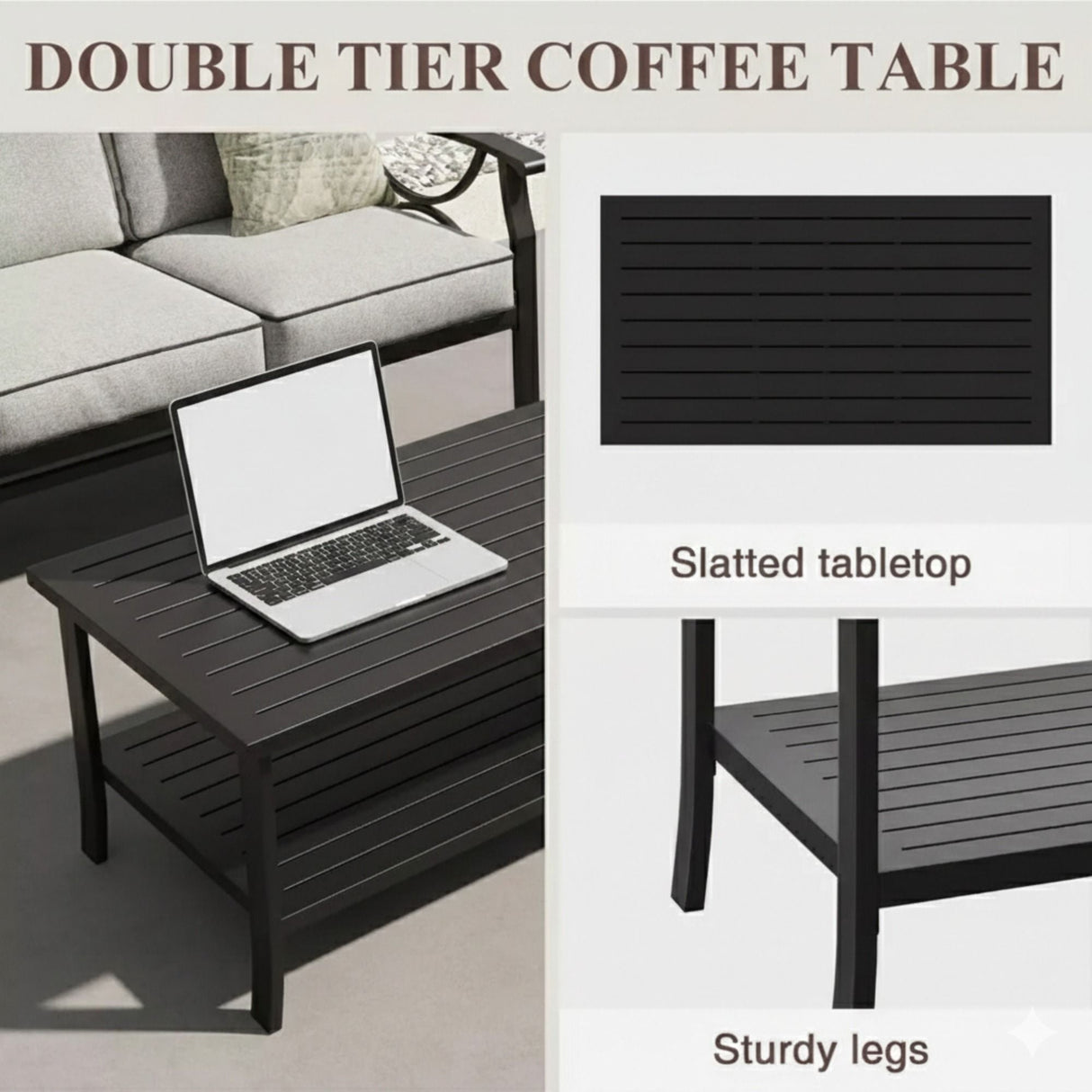 Patio Furniture Set & Coffee Table And Cushions For Backyard