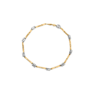 10k Two-Tone Gold 1/3 Cttw Diamond Pave Set Heart S-Link 7.25" Bracelet (I-J Color, I2-I3 Clarity)