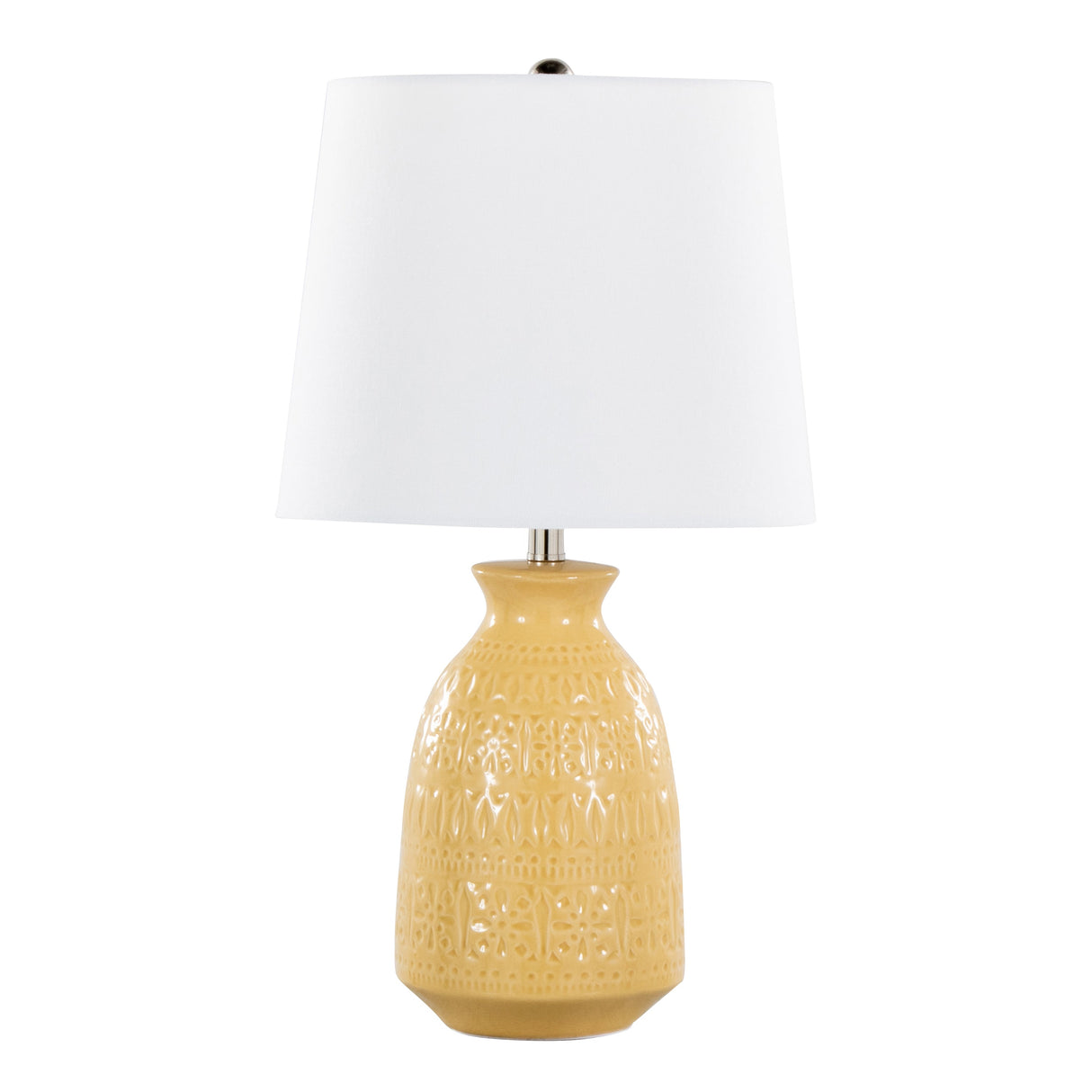 Balconee 20" Ceramic Table Lamp with Vase Shaped Base and Textured Pattern, Set of 2