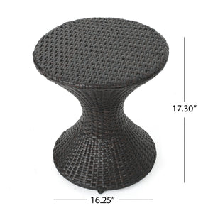 Outdoor 16-Inch Multi-Brown Wicker Hourglass Side Table