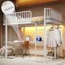 Full Loft Bed with L-Shaped Desk and LED Light Strip
